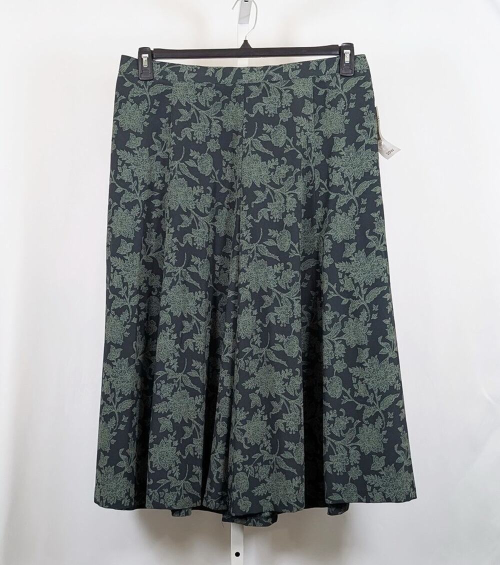 Vintage 90s Skirt Green Floral Print Midi A-Line Women's Size 20W New